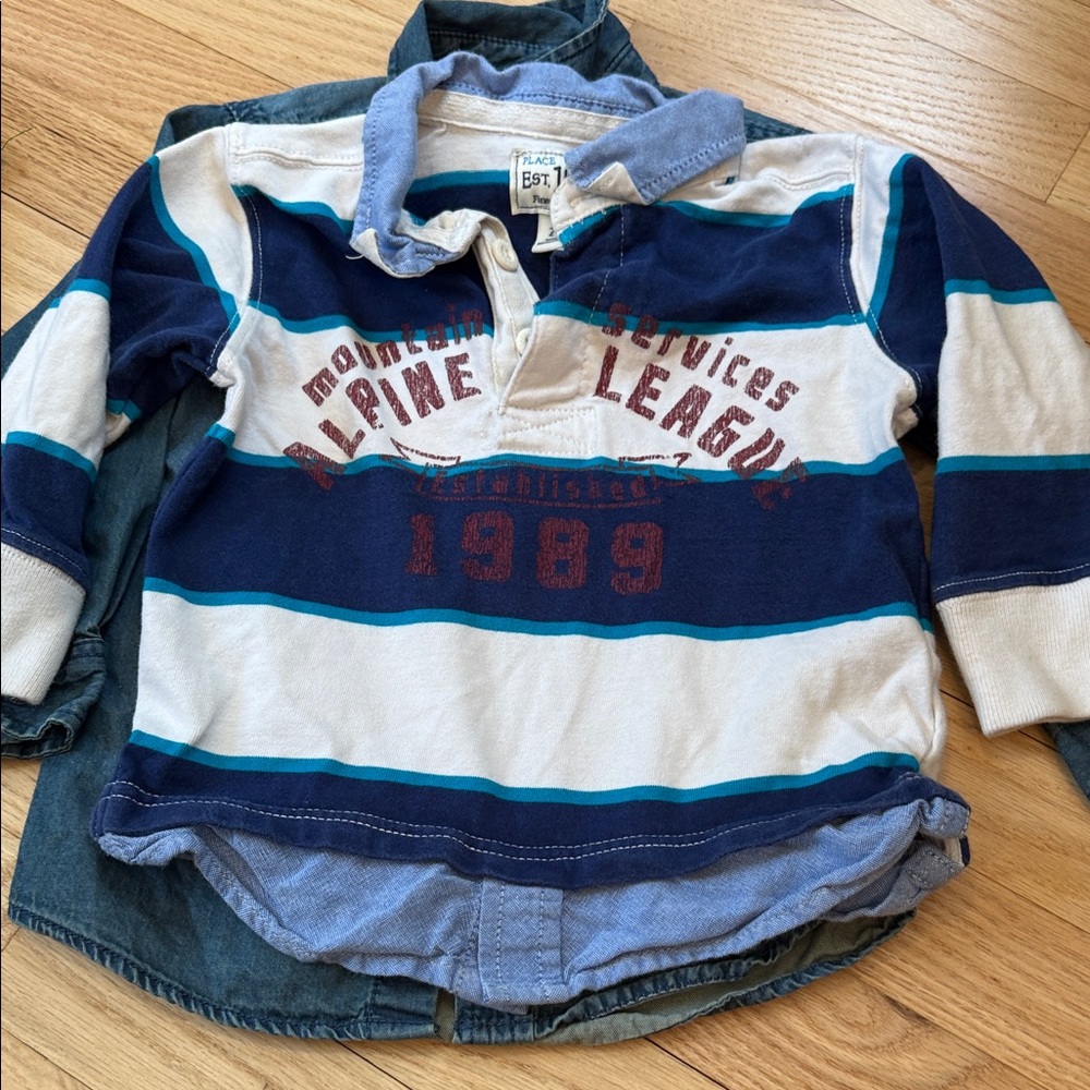 Assorted Boys Long Sleeve Collard Button-Down & Rugby Shirts Multi-Color - Picture 3 of 8